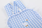 Blue Gingham Goose Lace Bow Ruffle Romper - Blissfully Lavender BoutiqueLil Cactus
