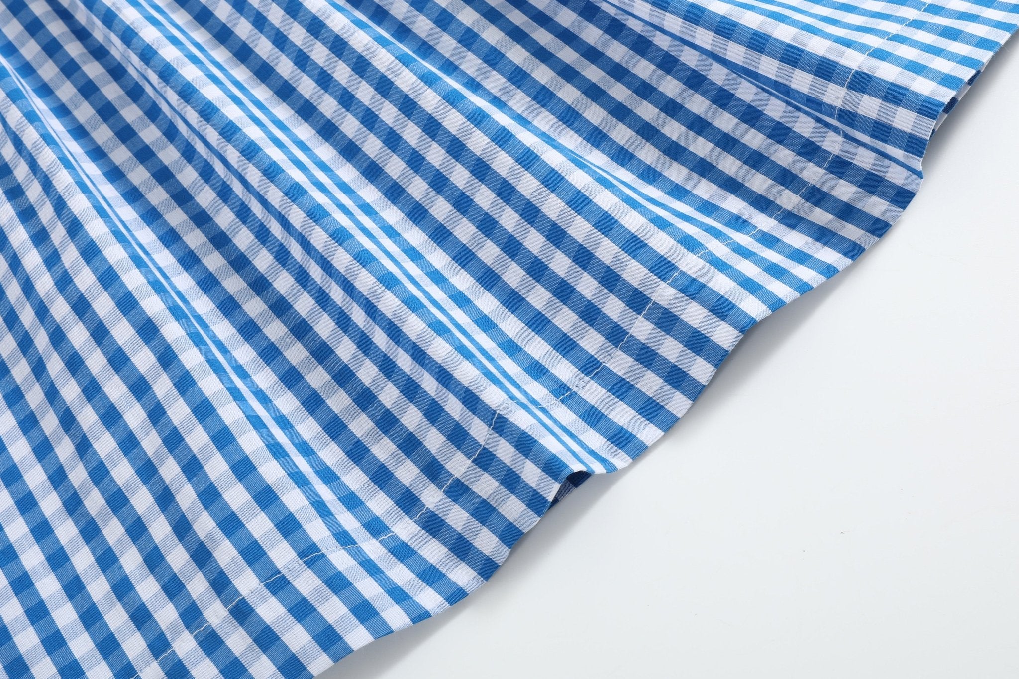 Blue Gingham Pumpkin Smocked Ruffle Bishop Dress