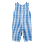 Blue Gingham Pumpkin Train Smocked Overalls