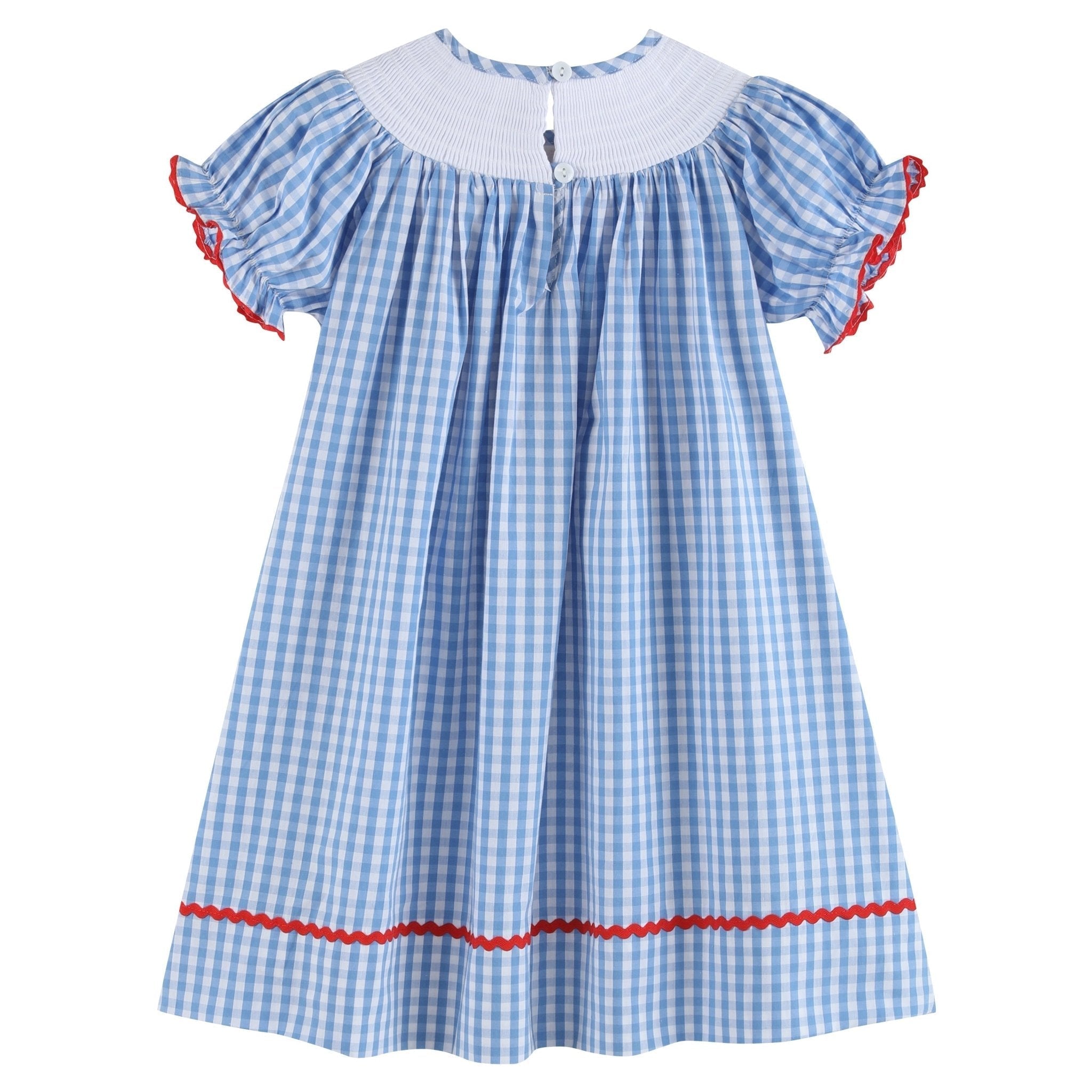 Blue Gingham School Supplies Smocked Bishop Dress - Blissfully Lavender BoutiqueLil Cactus