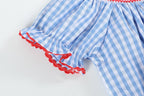 Blue Gingham School Supplies Smocked Bishop Dress - Blissfully Lavender BoutiqueLil Cactus