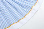Blue Gingham Sunflower Smocked Bishop Dress