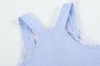Blue Gingham Whale Overall Shortalls