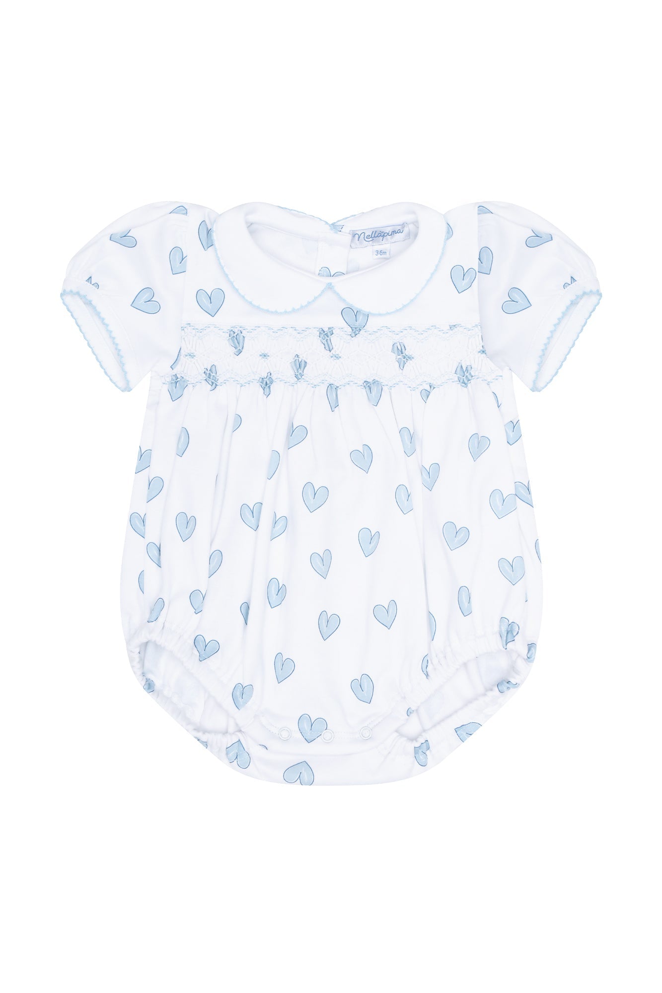 Blue Heart Print Smocked Bubble - Blissfully Lavender BoutiqueNella Pima