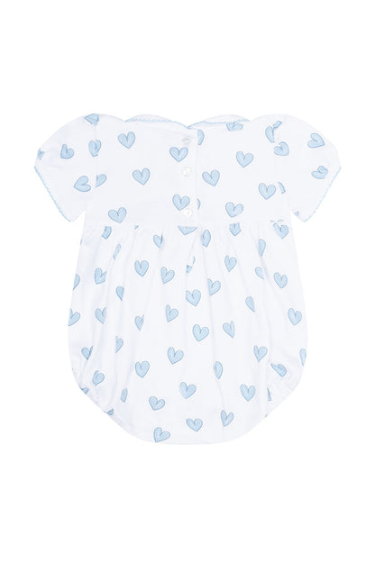 Blue Heart Print Smocked Bubble - Blissfully Lavender BoutiqueNella Pima