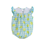 Blue Lemons Smocked Flutter-Sleeve Bubble Romper