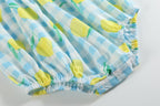 Blue Lemons Smocked Flutter-Sleeve Bubble Romper