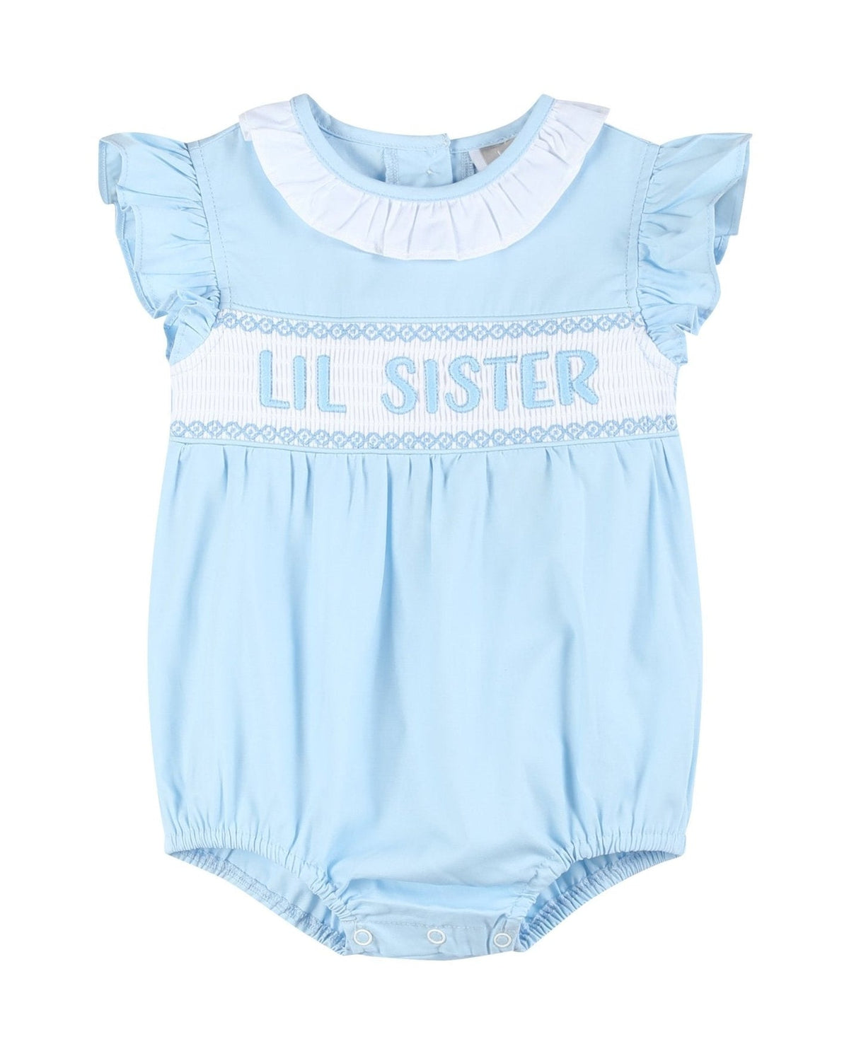 Blue Lil Sister Smocked Bubble Romper