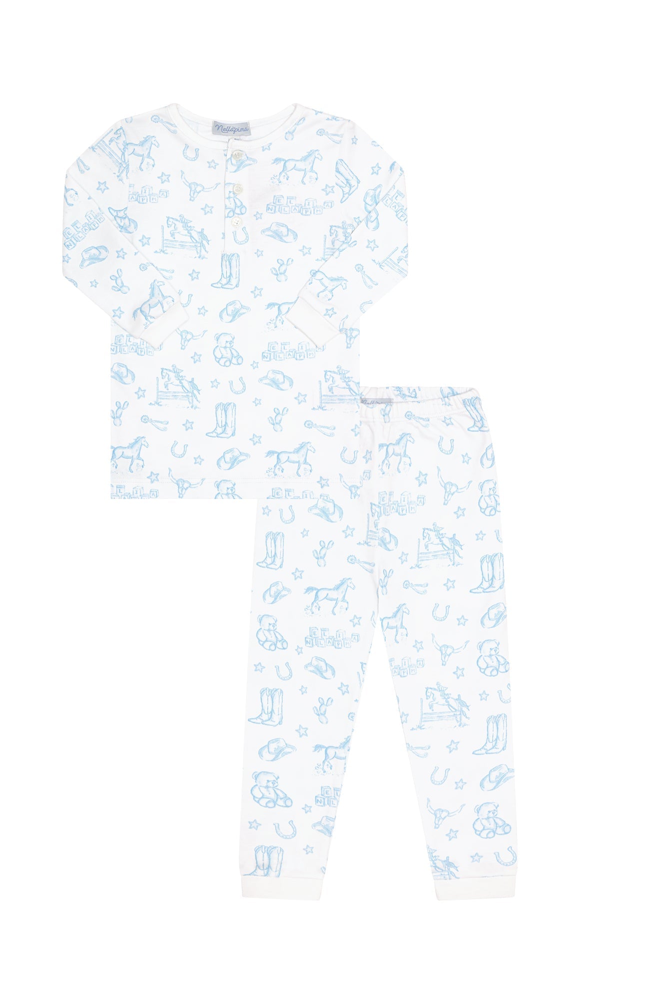 Blue Lone Star Toile Pajamas - Blissfully Lavender BoutiqueNella Pima