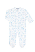 Blue Lone Star Toile Print Crossover Footie - Blissfully Lavender BoutiqueNella Pima
