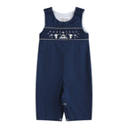 Blue Nativity Smocked Overalls