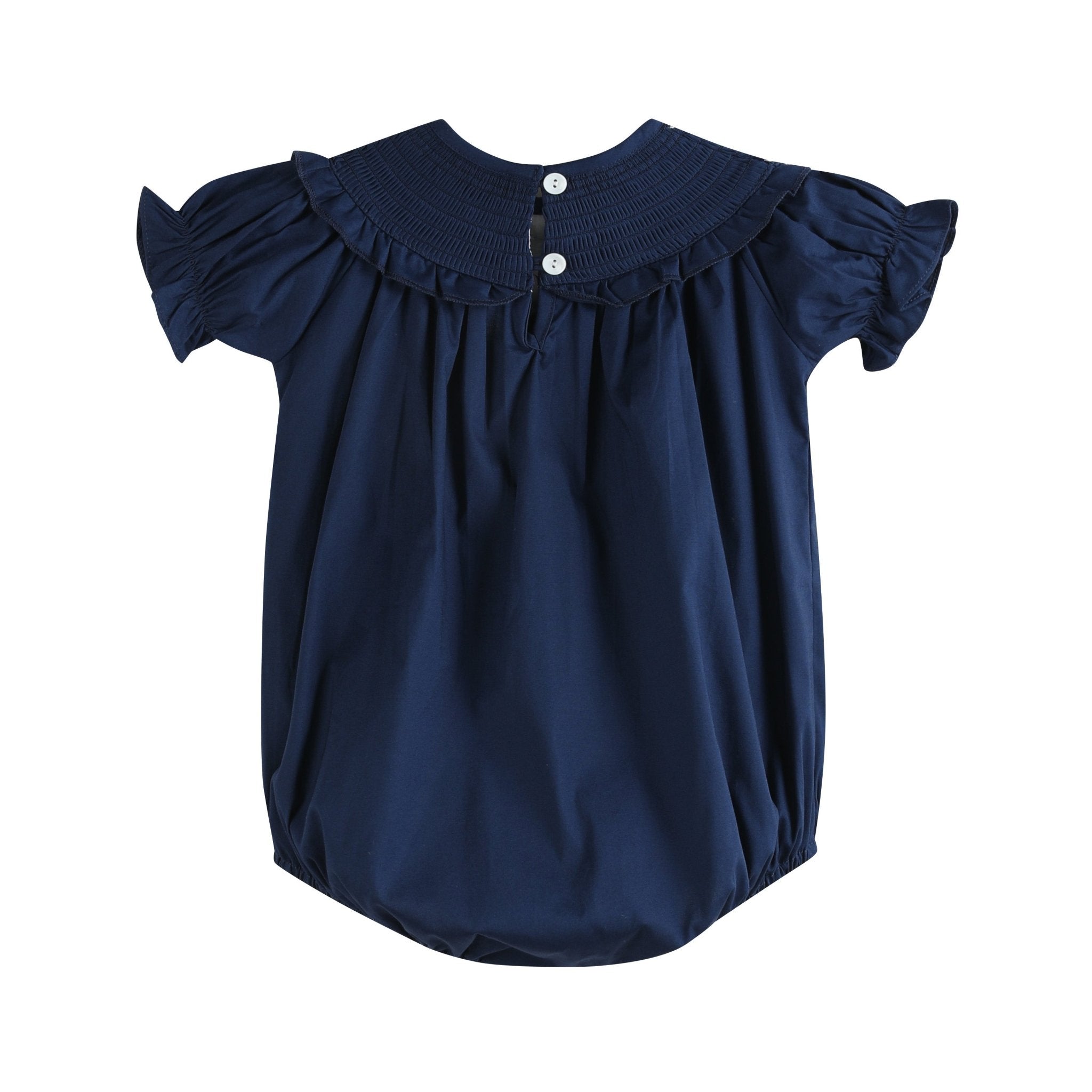 Blue Nativity Smocked Ruffle Romper