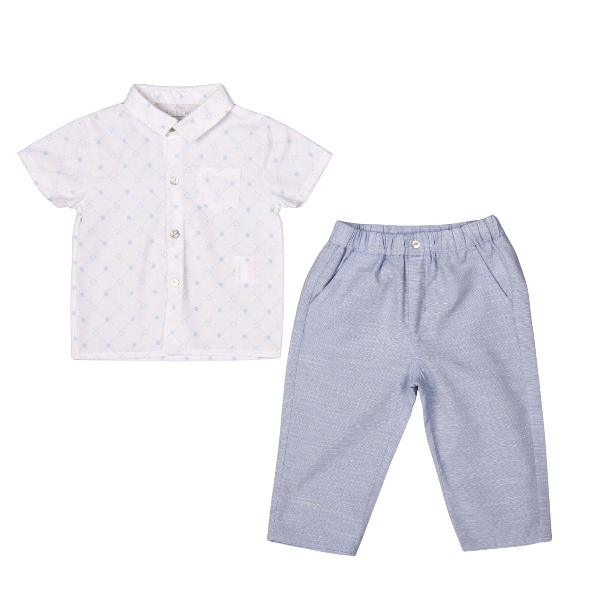 Blue Organic Cotton Trousers Set - Blissfully Lavender BoutiqueBebe Sweeny