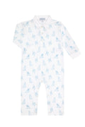 Blue Puppy Love Print Romper long sleeve - Blissfully Lavender BoutiqueNella Pima