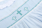 Blue Ruffled Crosses Smocked Dress