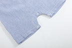 Blue Seersucker Baseball Smocked Shortalls