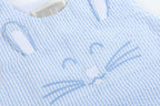 Blue Seersucker Bunny Face Shortalls