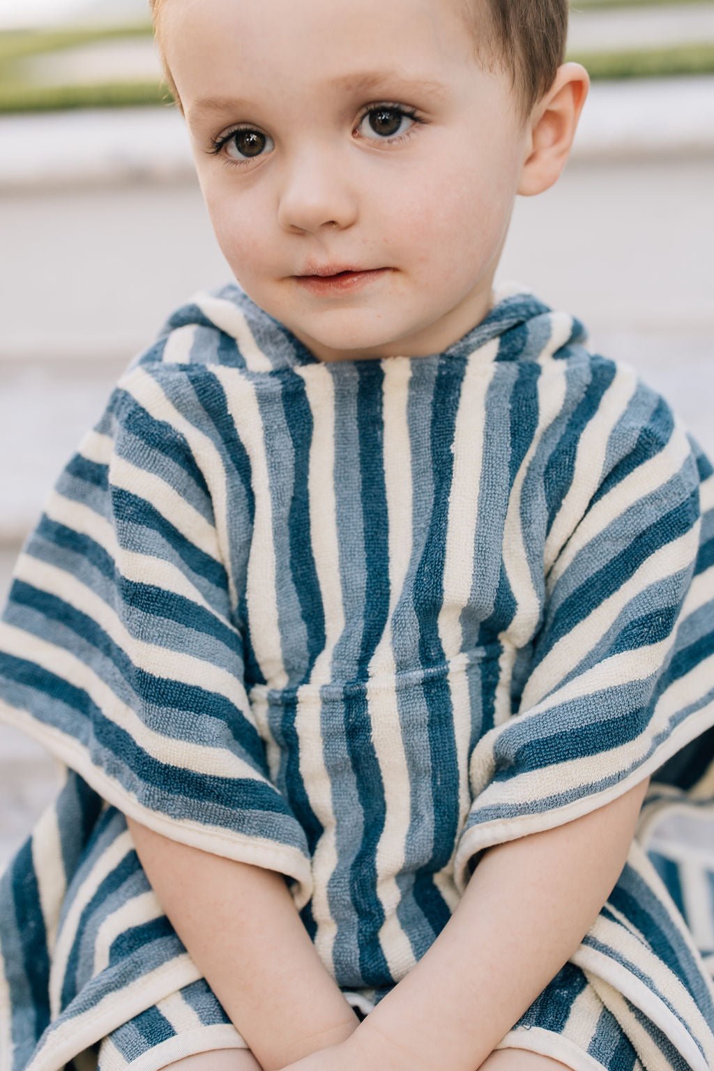 Blue Stripe Organic Cotton Kids Beach Poncho - Blissfully Lavender BoutiqueMebie Baby