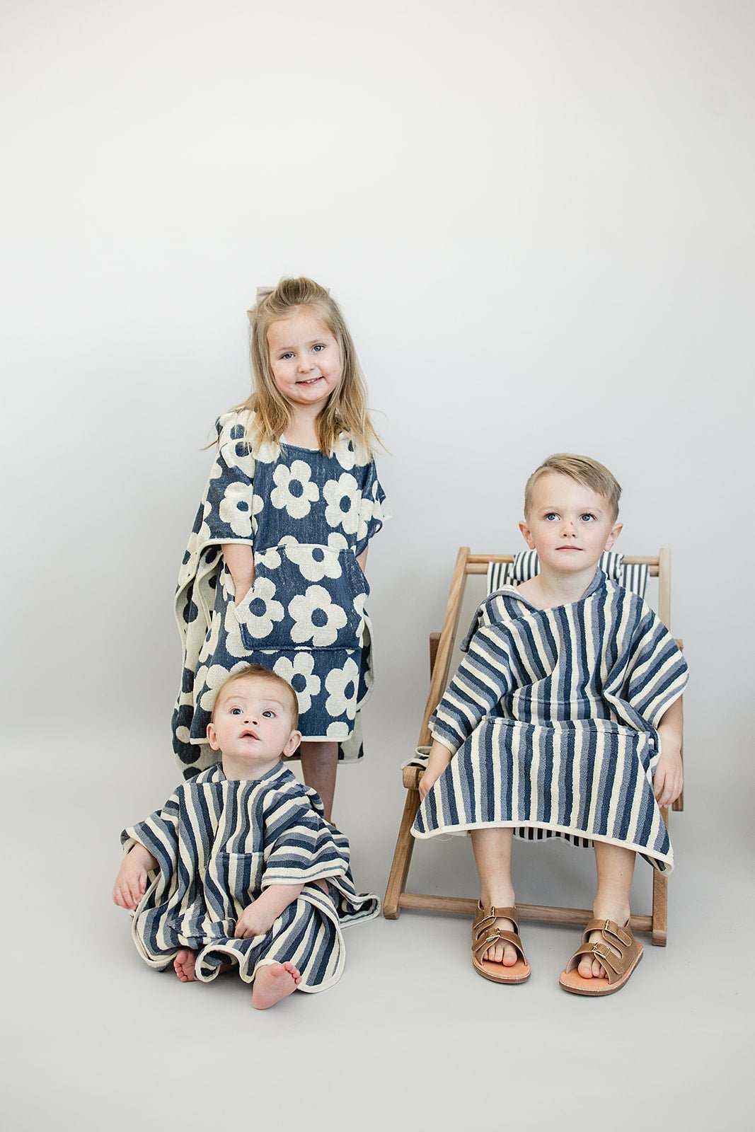 Blue Stripe Organic Cotton Kids Beach Poncho - Blissfully Lavender BoutiqueMebie Baby