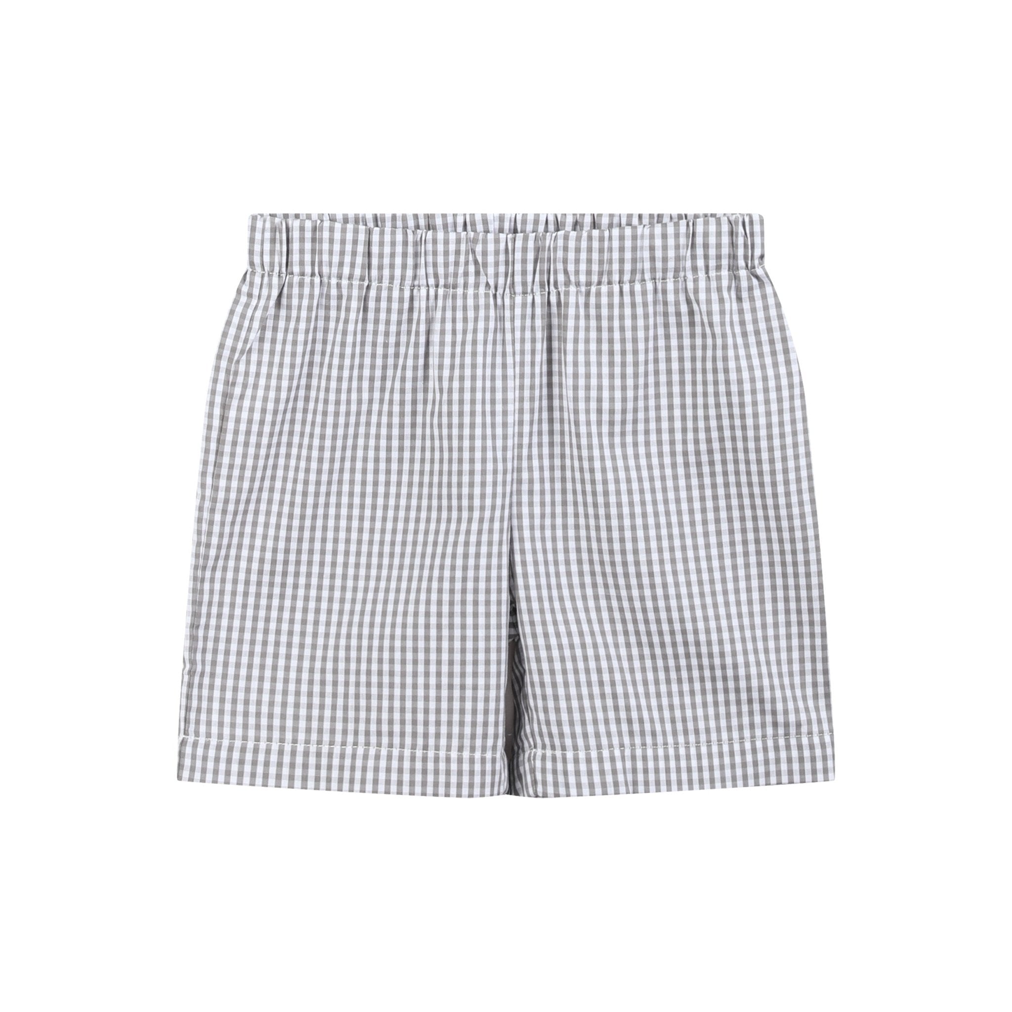 Blue Tractor Smocked Shirt & Gray Shorts Set
