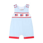 Blue USA Flag Smocked Shortalls