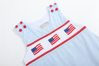 Blue USA Flag Smocked Shortalls