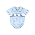 Blue Whale Smocked Collared Bubble Romper