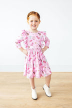 Boot Scootin' 3/4 Sleeve Ruffle Twirl Dress - Blissfully Lavender BoutiqueMila & Rose ®