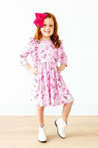 Boot Scootin' 3/4 Sleeve Ruffle Twirl Dress - Blissfully Lavender BoutiqueMila & Rose ®