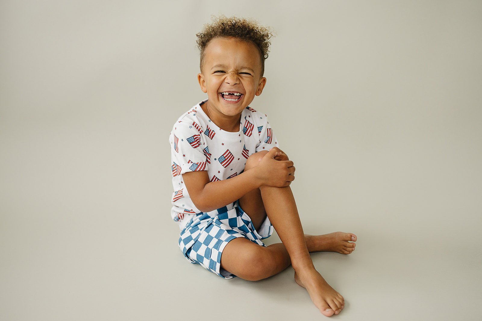 Boy Patriotic Vibes Cargo Shorts Set - Blissfully Lavender BoutiqueLUCKY PANDA KIDS