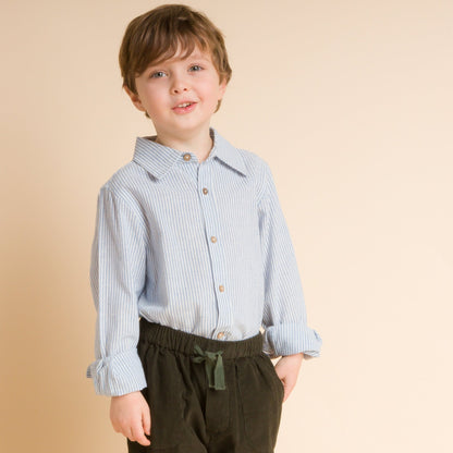 Boys Blue Strip Collar Buttondown Shirt - Blissfully Lavender BoutiqueBeet World