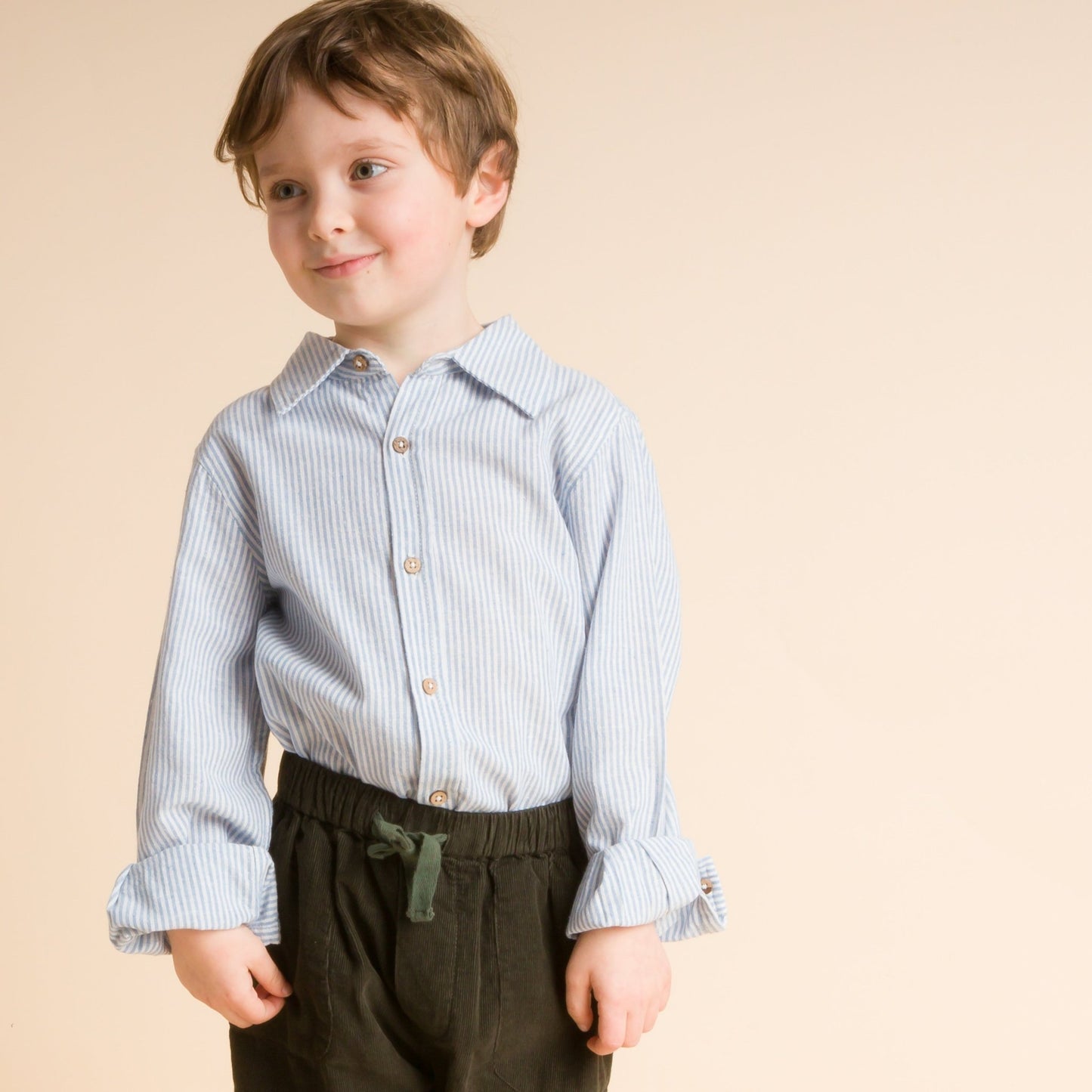 Boys Blue Strip Collar Buttondown Shirt - Blissfully Lavender BoutiqueBeet World