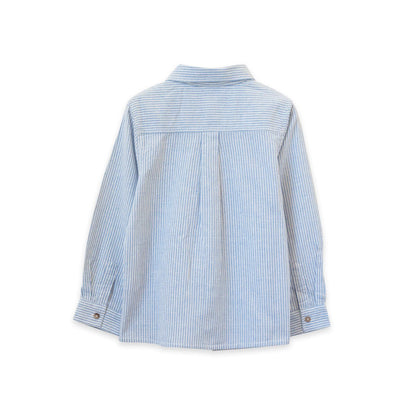 Boys Blue Strip Collar Buttondown Shirt - Blissfully Lavender BoutiqueBeet World