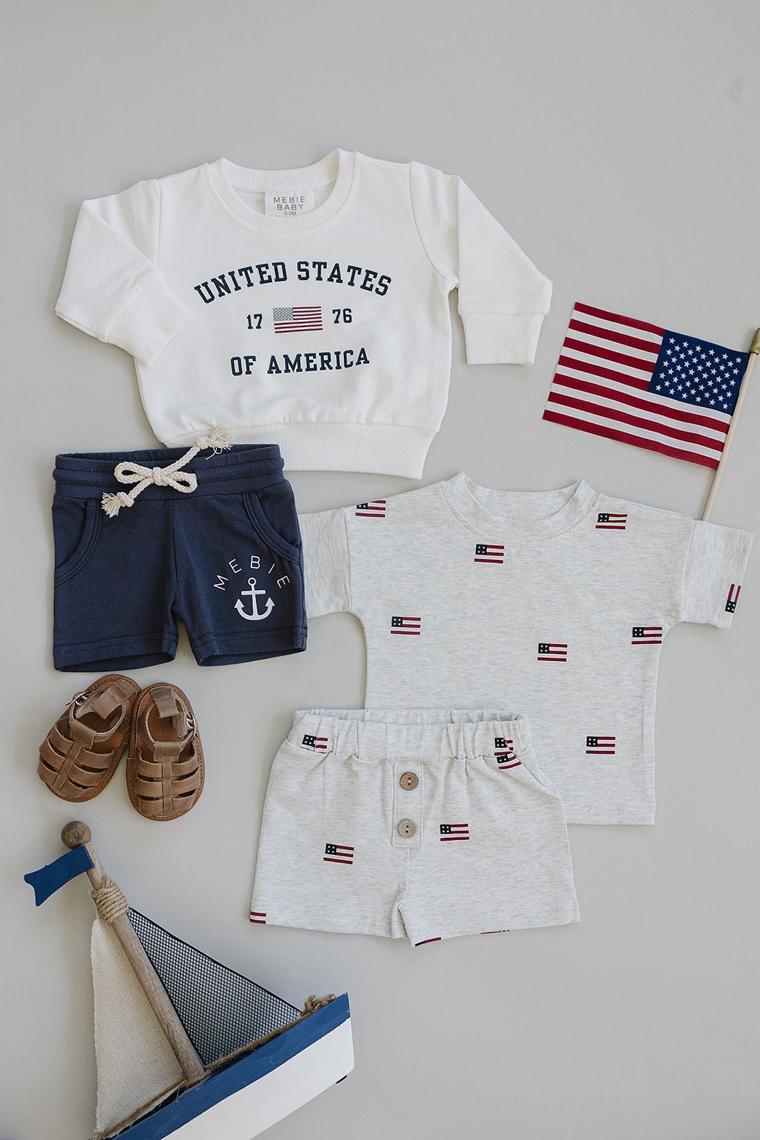 Boys Flag Button Short Set - Blissfully Lavender BoutiqueMebie Baby