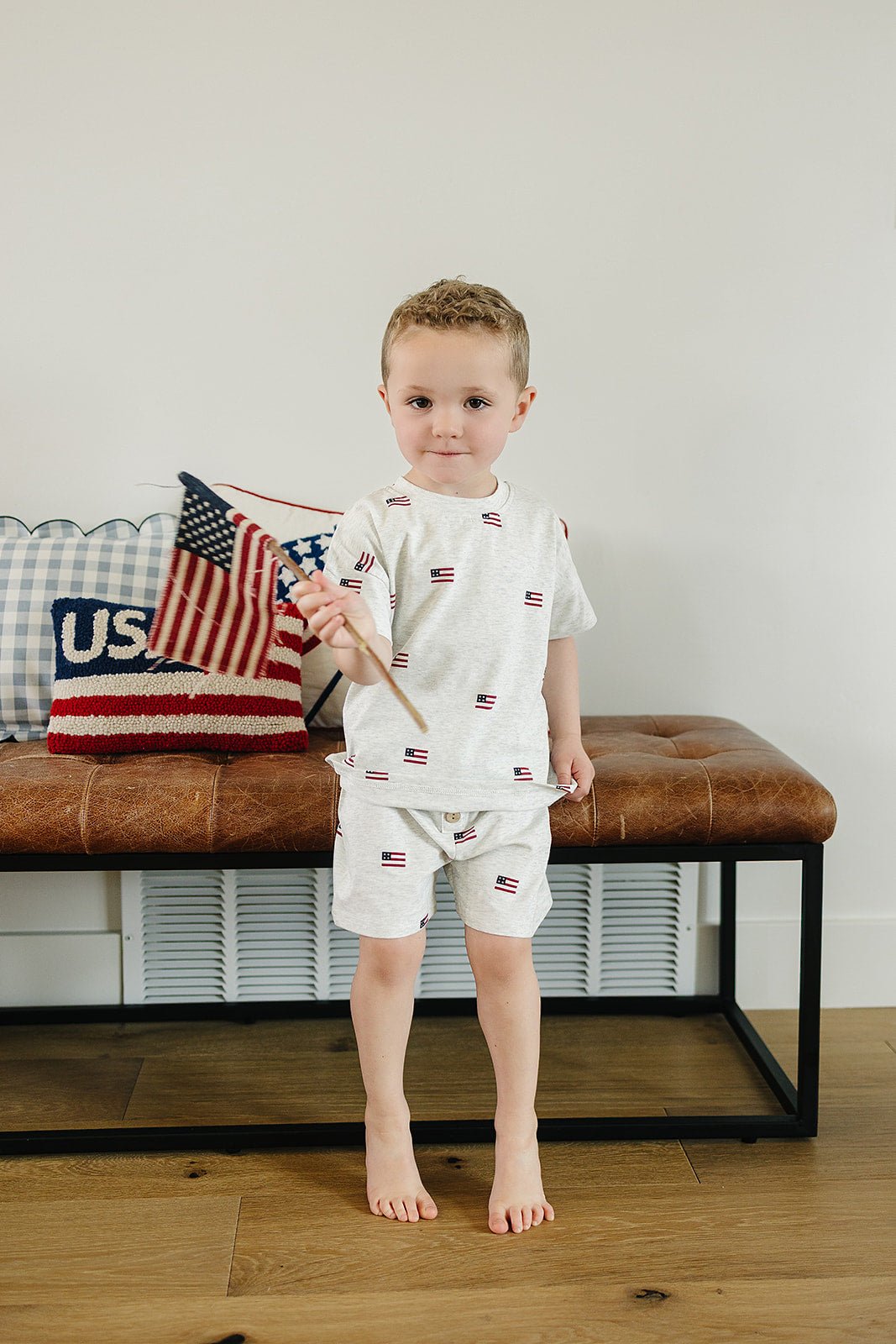 Boys Flag Button Short Set - Blissfully Lavender BoutiqueMebie Baby