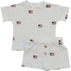 Boys Flag Button Short Set - Blissfully Lavender BoutiqueMebie Baby