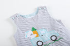 Boys’ Gray Striped Easter Bunny Truck Applique Overalls - Blissfully Lavender BoutiqueLil Cactus