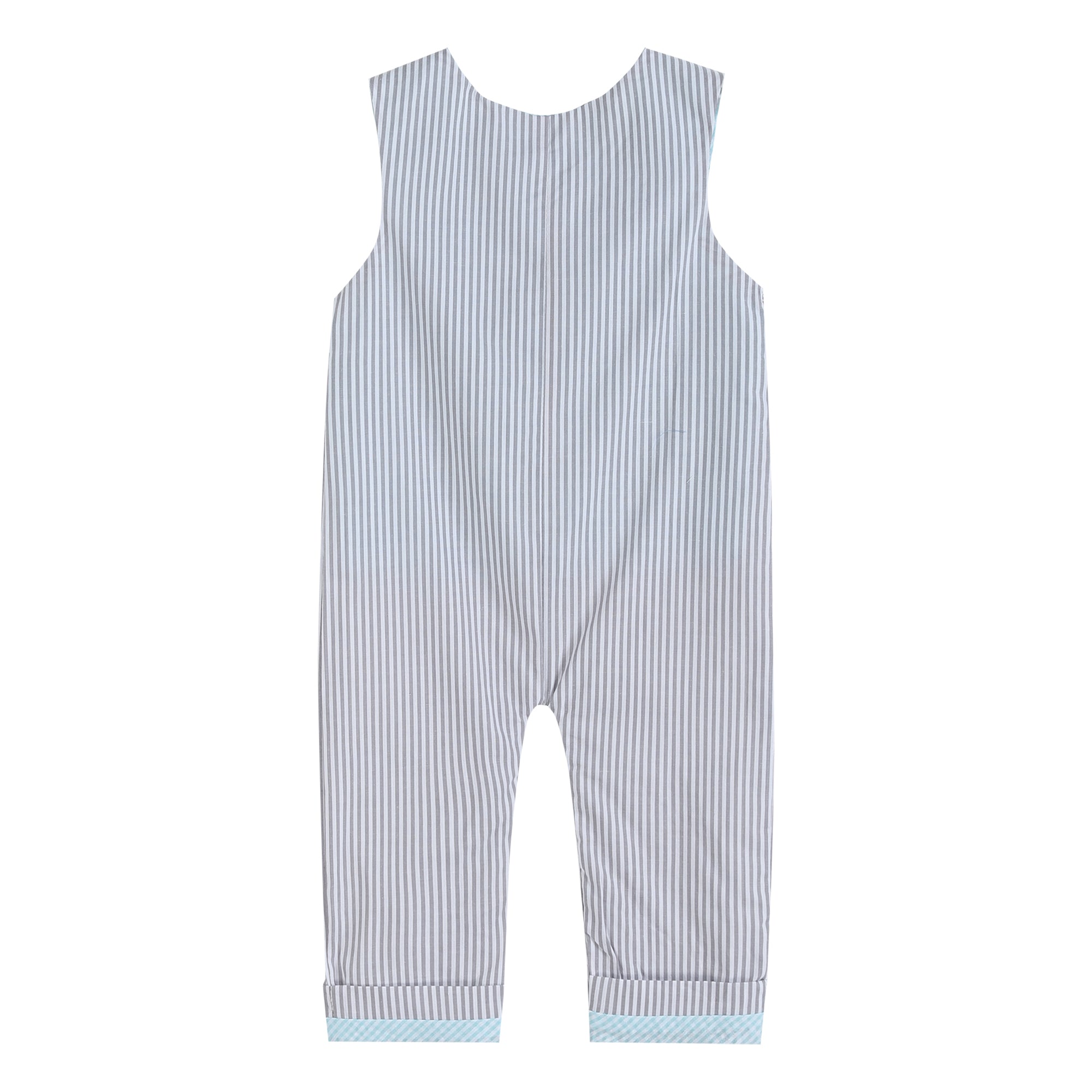 Boys’ Gray Striped Easter Bunny Truck Applique Overalls - Blissfully Lavender BoutiqueLil Cactus
