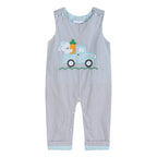 Boys’ Gray Striped Easter Bunny Truck Applique Overalls - Blissfully Lavender BoutiqueLil Cactus