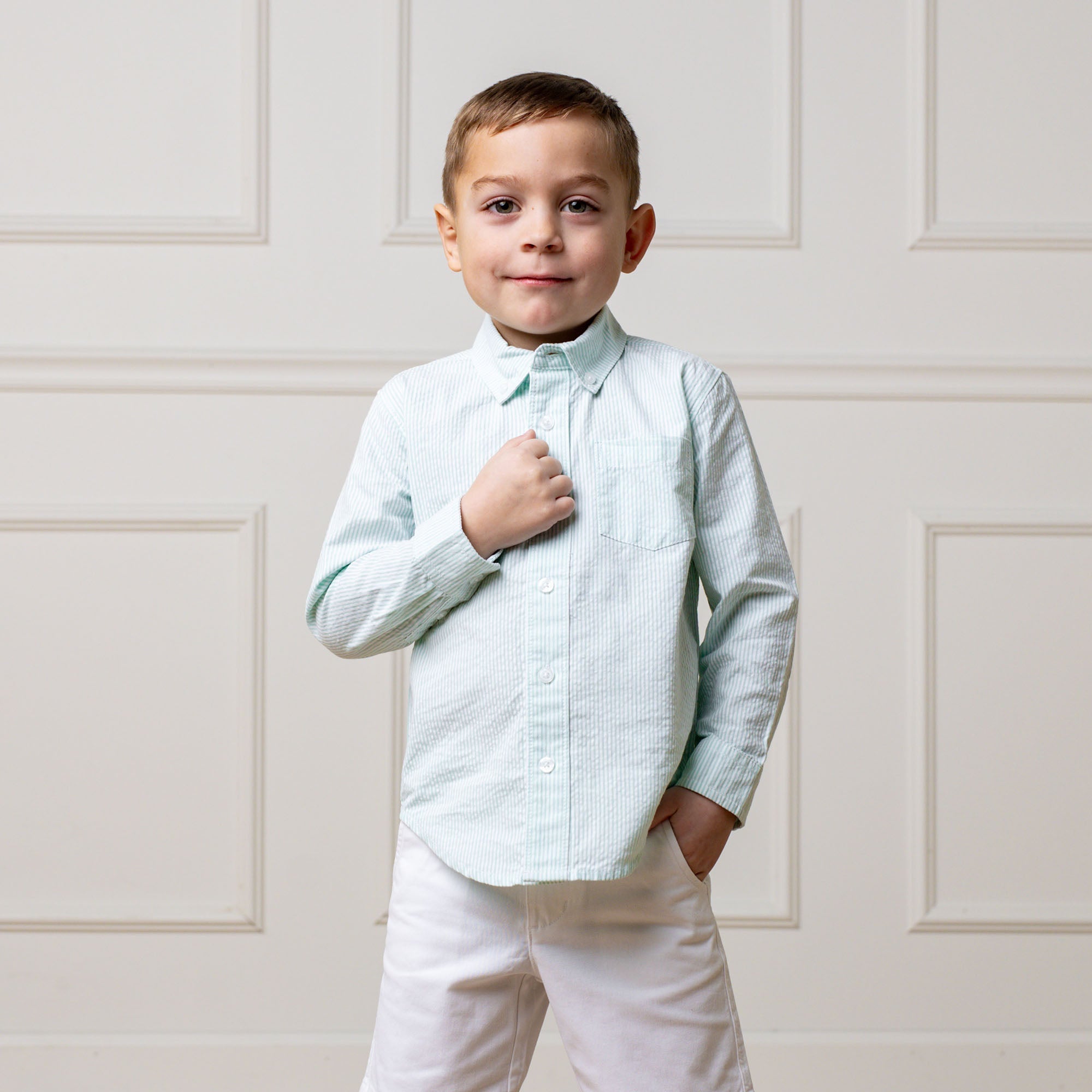 Boys Organic Seersucker Shirt - Blissfully Lavender BoutiqueHope & Henry