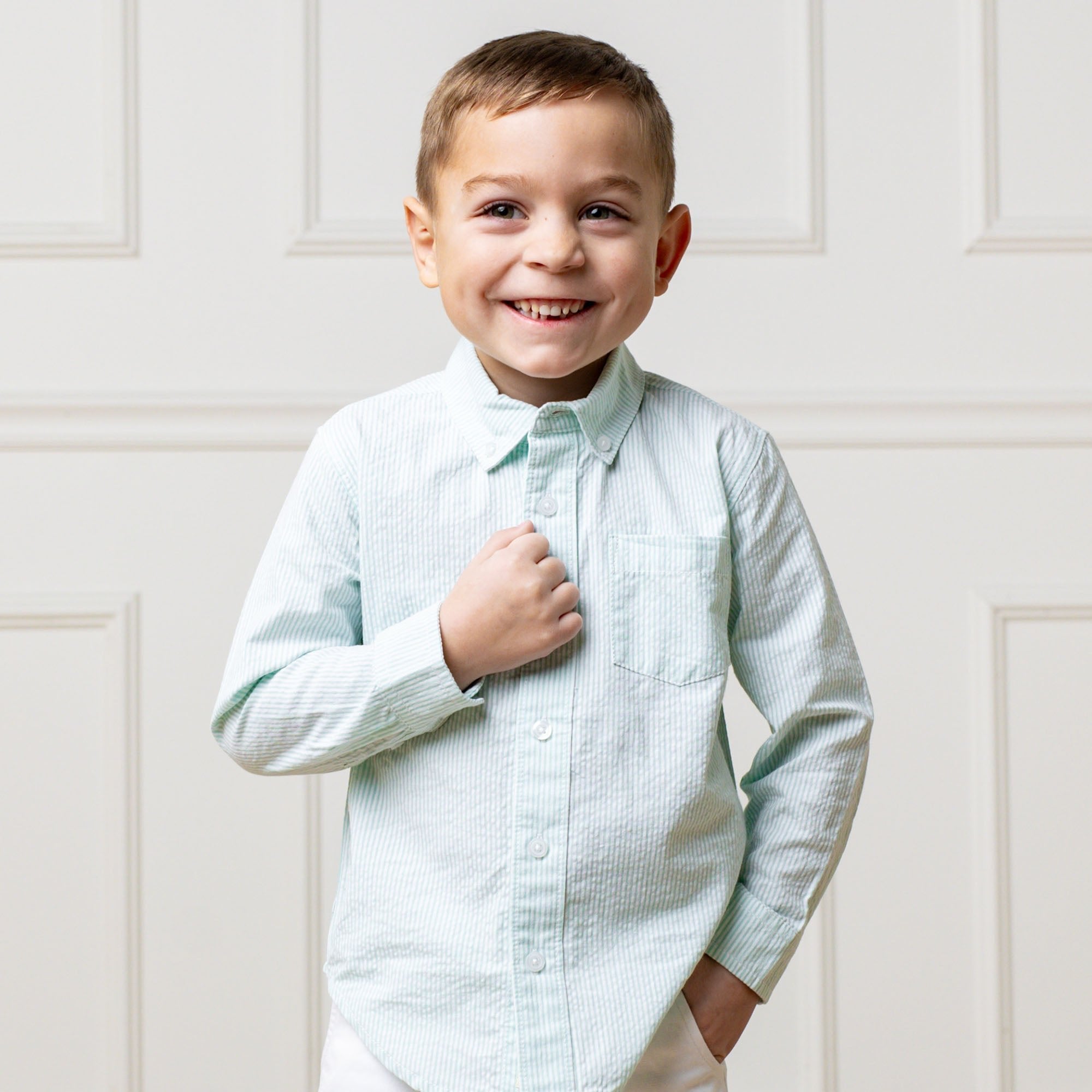 Boys Organic Seersucker Shirt - Blissfully Lavender BoutiqueHope & Henry