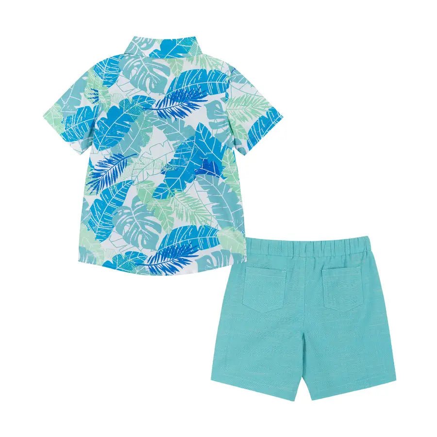 Boys Palm Leaves Buttondown Set - Blissfully Lavender Boutique Andy & Evan