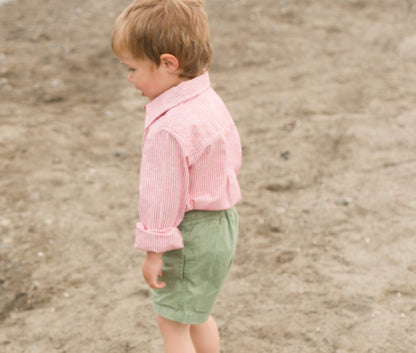 Boys Red Strip Buttondown Collar Shirt - Blissfully Lavender BoutiqueBeet World