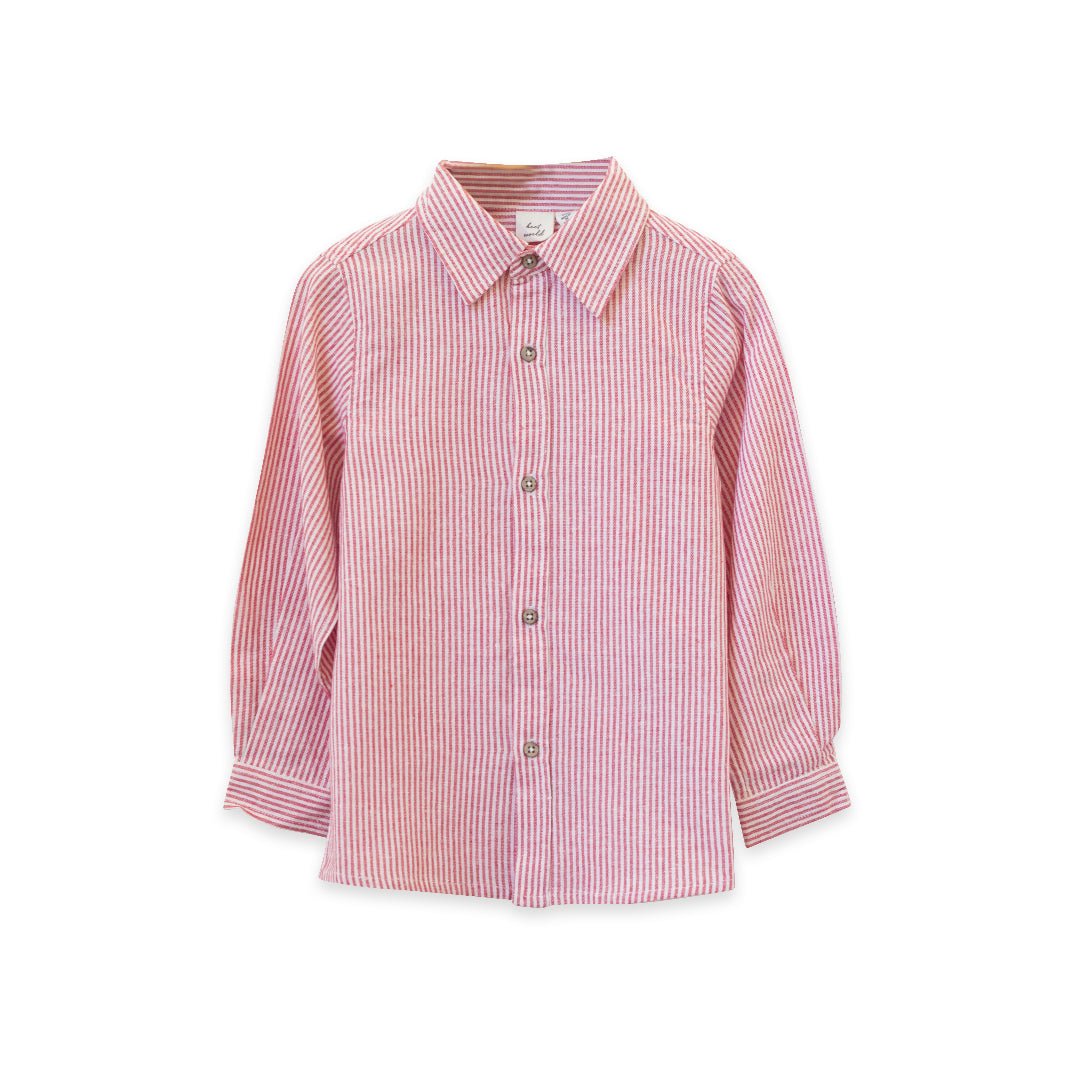 Boys Red Strip Buttondown Collar Shirt - Blissfully Lavender BoutiqueBeet World