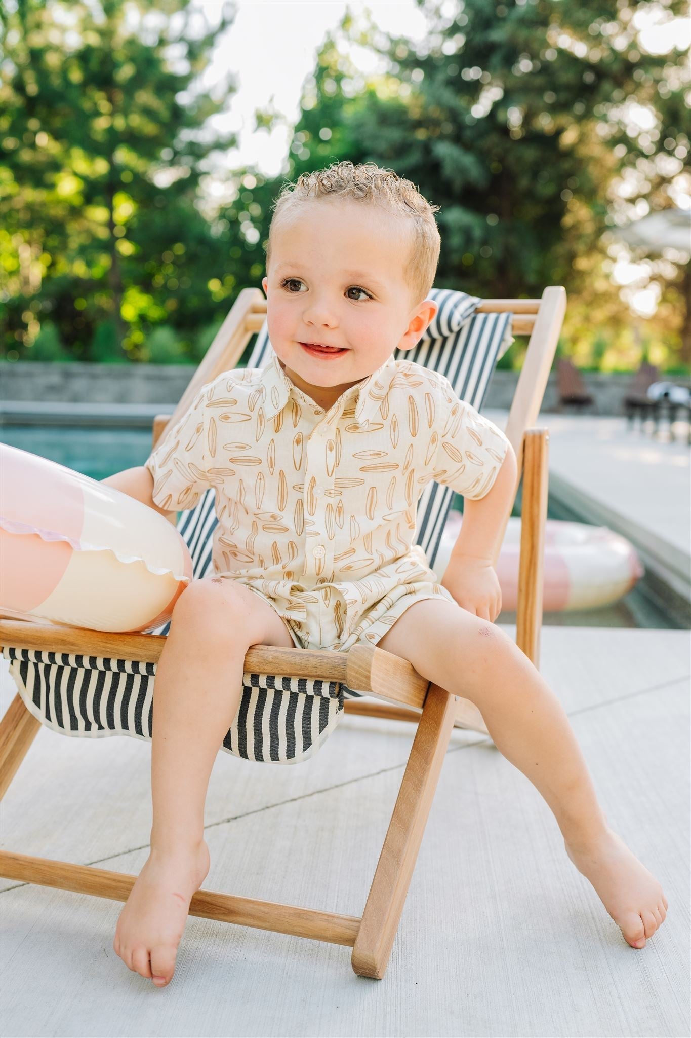 Boys Surfboard Linen Button Up Shirt - Blissfully Lavender BoutiqueMebie Baby