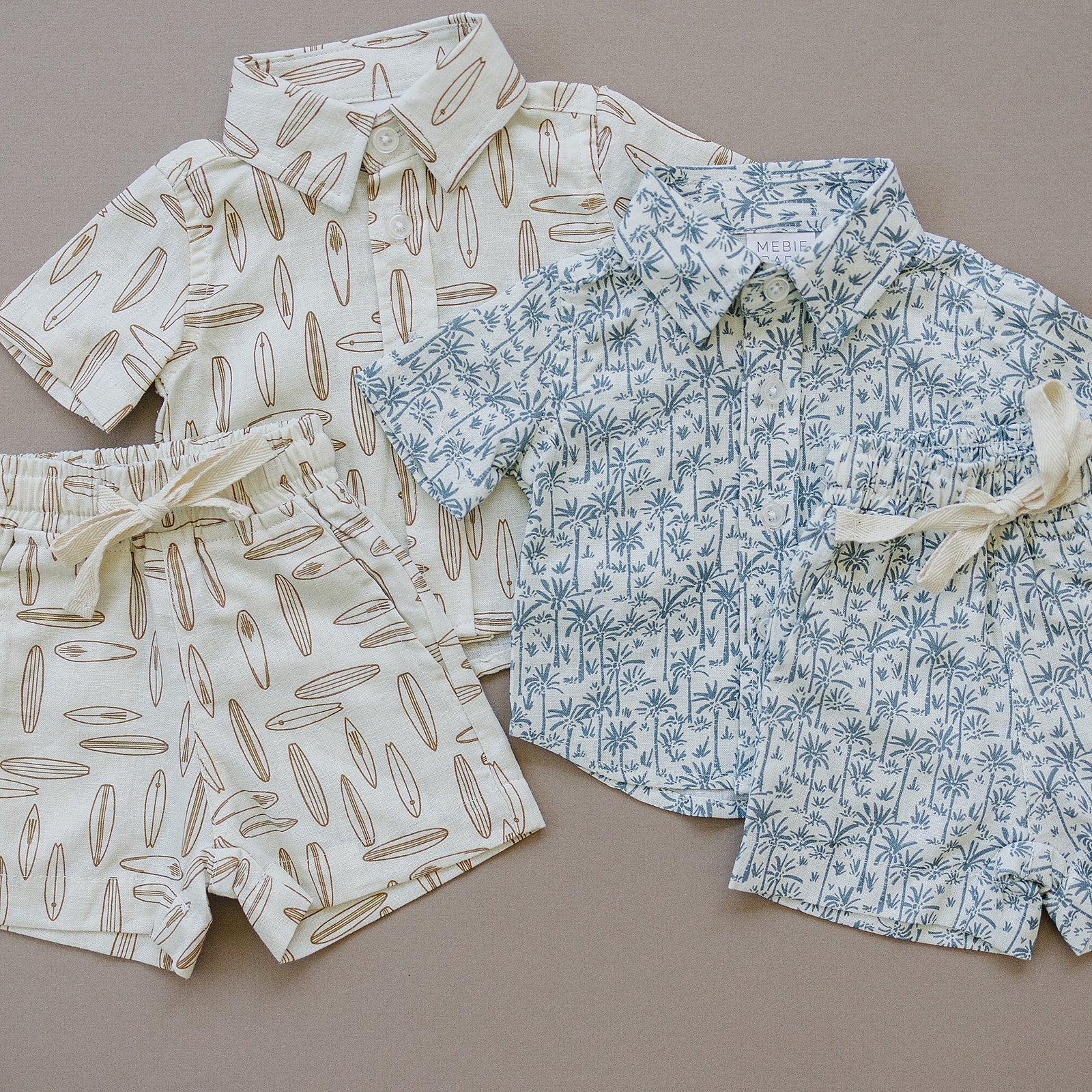 Boys Surfboard Linen Button Up Shirt - Blissfully Lavender BoutiqueMebie Baby
