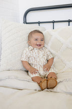 Boys Surfboard Linen Button Up Shirt - Blissfully Lavender BoutiqueMebie Baby