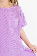 Bright Lilac Scrunchy Pocket Tee - Blissfully Lavender BoutiqueMila & Rose ®