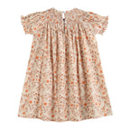 Brown Floral Smocked Bishop Dress