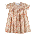 Brown Floral Smocked Bishop Dress